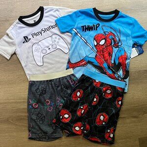 4/5 Spider-Man & PlayStation Boys Graphic Print Tee & Shorts Sleep Sets